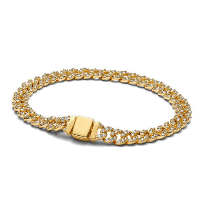 Cuban Link Moissanite Bracelet in 18K Gold