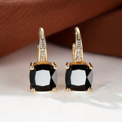 Mystic Sapphire Stone Hoop Gold Earrings