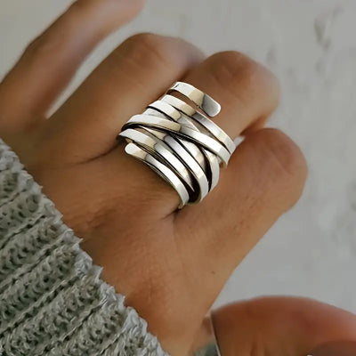 Bliss - Vintage Thick Layered Silver Ring