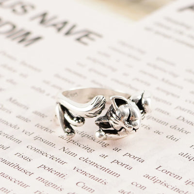 Cute Fortune Cat Shaped Silver Ring