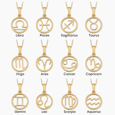 18k Gold Zodiac Sign Pendant Necklace