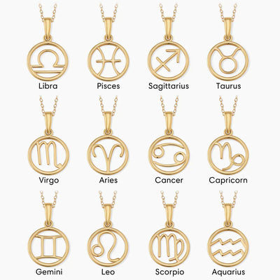 Zodiac sign necklace | Gold