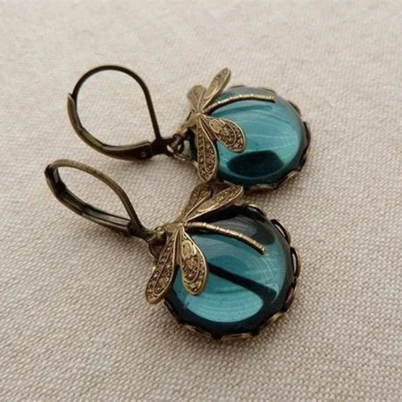 Antique Gold Dragonfly Earrings