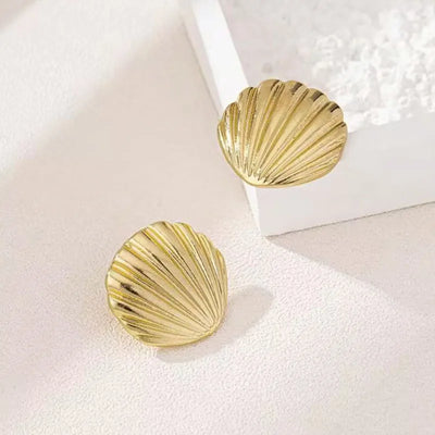 Ocean Shell Texture Stud Earrings