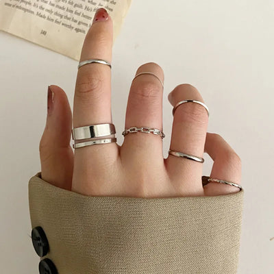 Silver and Gold Crystal Rings Set