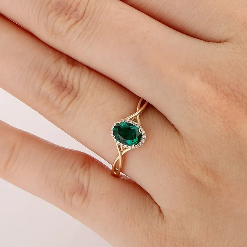 Oval Emerald Zircon Ring