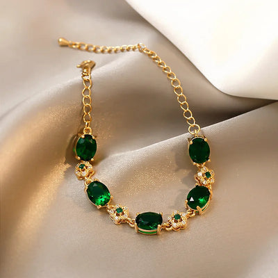 Luxury Green Rhinestone Crystal Bracelet