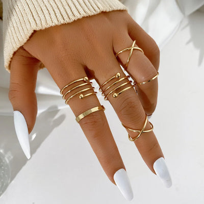 Silver and Gold Crystal Rings Set