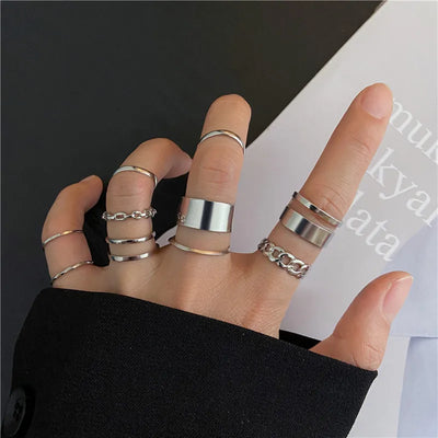 Silver and Gold Crystal Rings Set