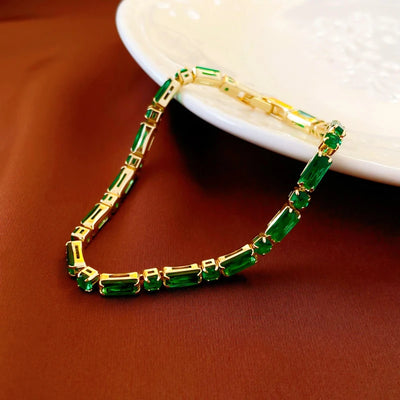 Gold Plating Emerald Zircon Retro Dainty Bracelet