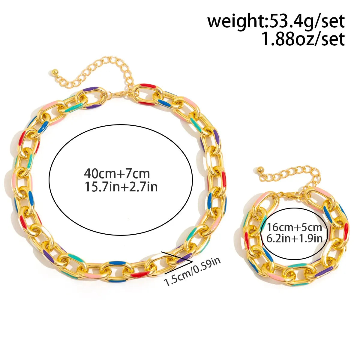 2Pcs Set Colorful Bohemian Fashion Choker Necklace Bracelet Jewelry Set
