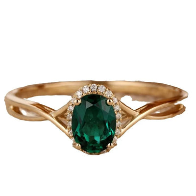 Oval Emerald Zircon Ring