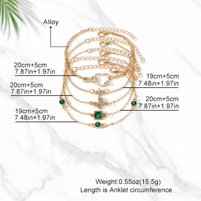 5pcs Vintage-Inspired Bracelet Set with Sparkling Rhinestones