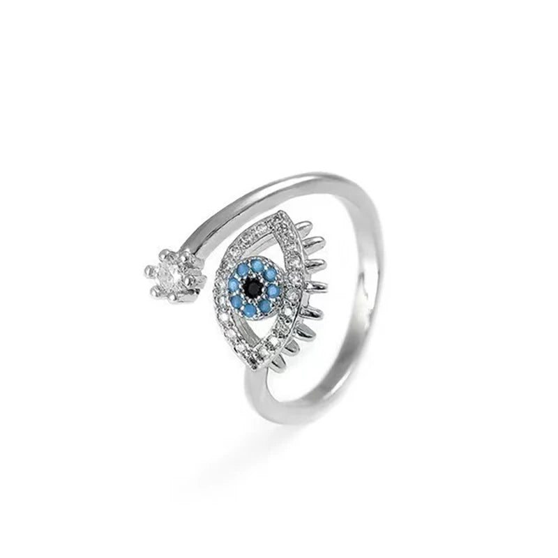 Evil Eye Gold and Silver Open Ring