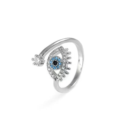 Evil Eye Gold and Silver Open Ring