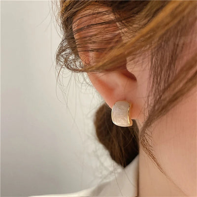 Chic Trendy C-Shaped Enamel Earrings