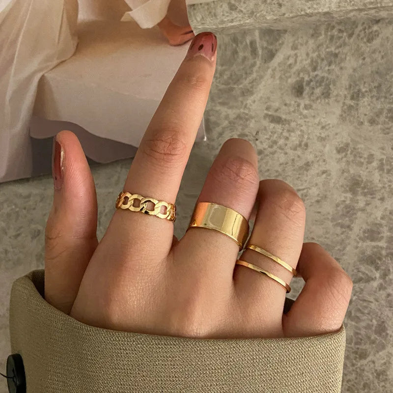 Silver and Gold Crystal Rings Set
