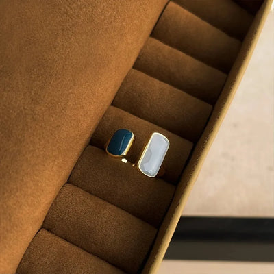 New Square Blue Oil Dripping Ring