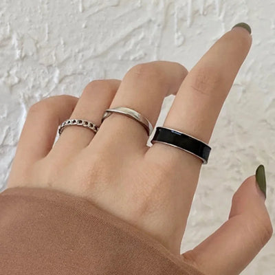 Silver and Gold Crystal Rings Set