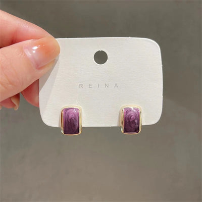 Chic Trendy C-Shaped Enamel Earrings