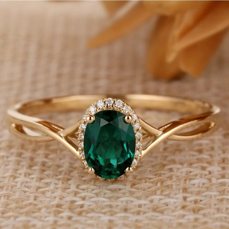 Oval Emerald Zircon Ring