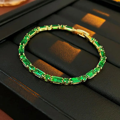 Gold Plating Emerald Zircon Retro Dainty Bracelet
