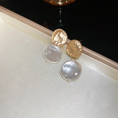 Stylish U-shaped Hoop Earrings Gold Color Elegant Imitation Pearl Earrings