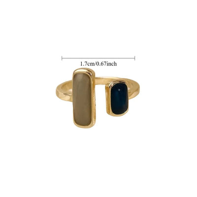 New Square Blue Oil Dripping Ring