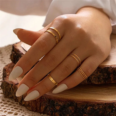 Silver and Gold Crystal Rings Set