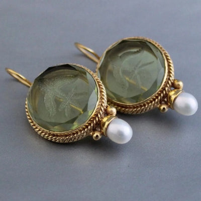 Elegant Vintage Geometric Pearl Pendant Drop Earrings