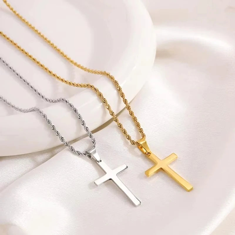 New Cross Pendant Necklace for Men and Women Minimalist Gold Jewelry