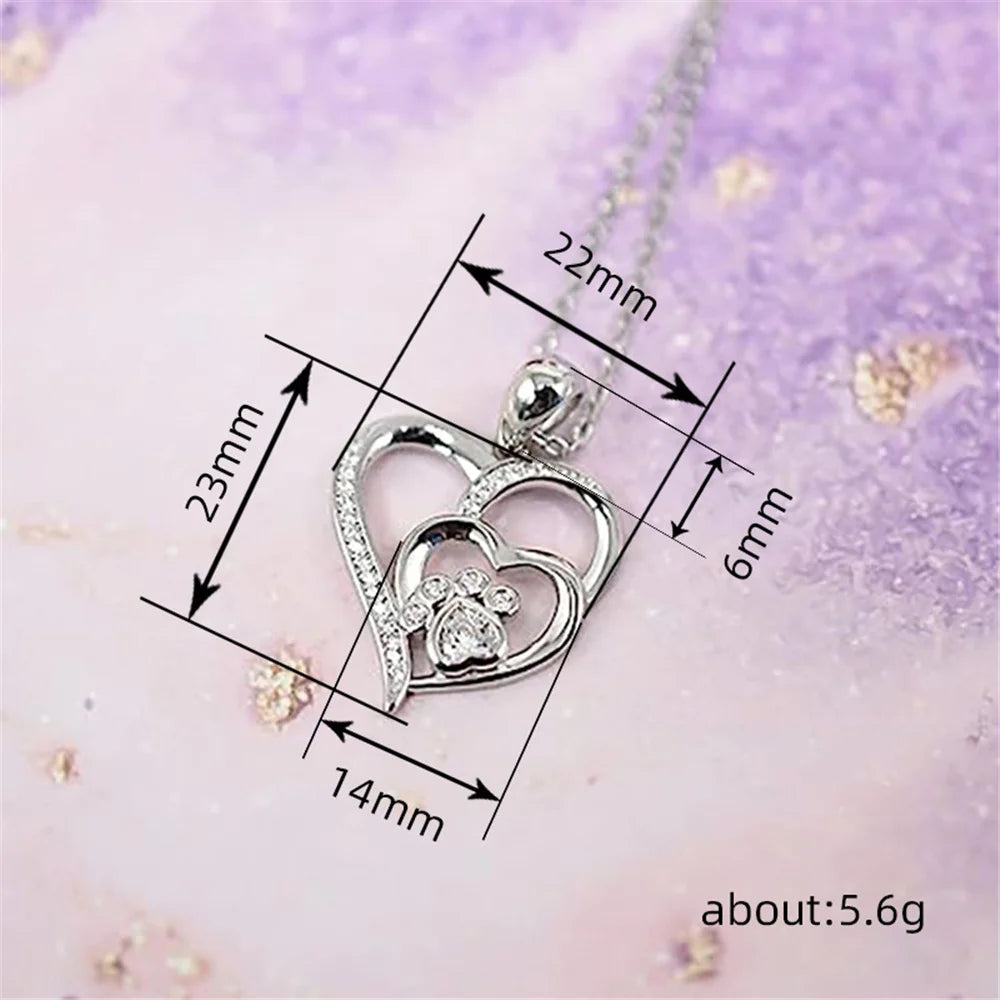 Crystal White Zircon Stone Heart Pendant Necklace