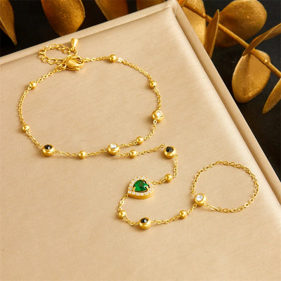 Emerald Love Rhinestone Bracelet