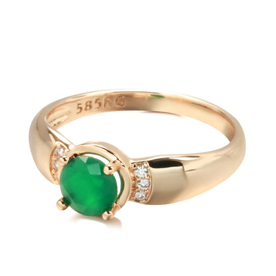 Gold with Circle Cut Emerald Zircon Ring