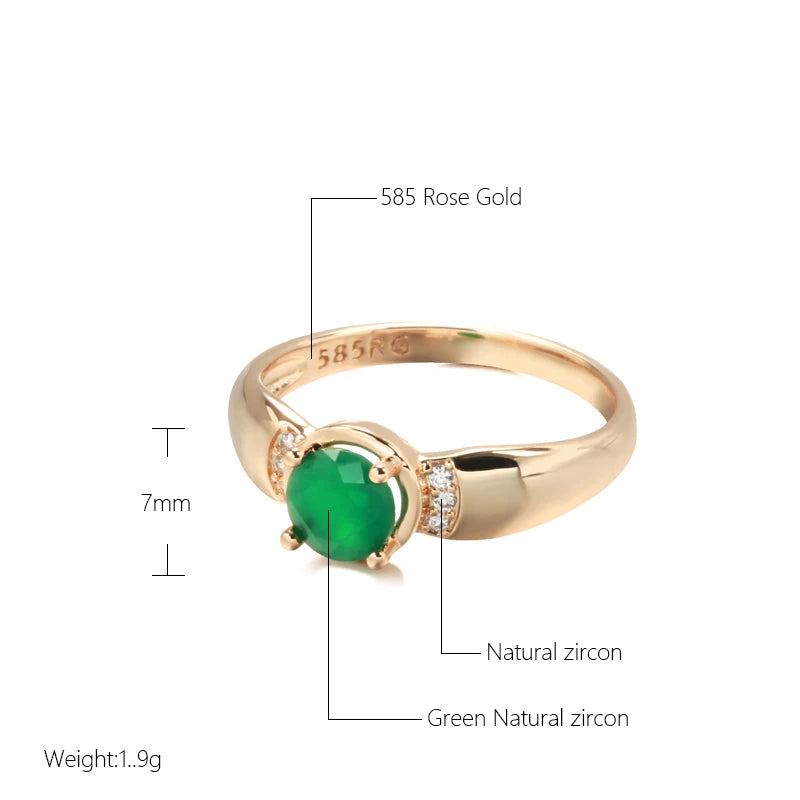 Gold with Circle Cut Emerald Zircon Ring