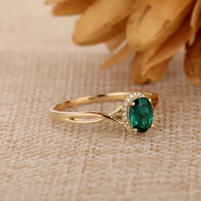 Oval Emerald Zircon Ring