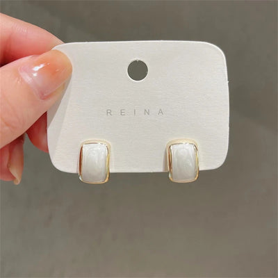 Chic Trendy C-Shaped Enamel Earrings