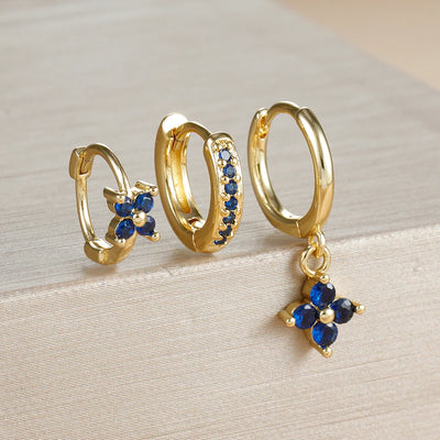 3PCS Luxury Stainless Steel Zircon Small Hoop Earrings Set