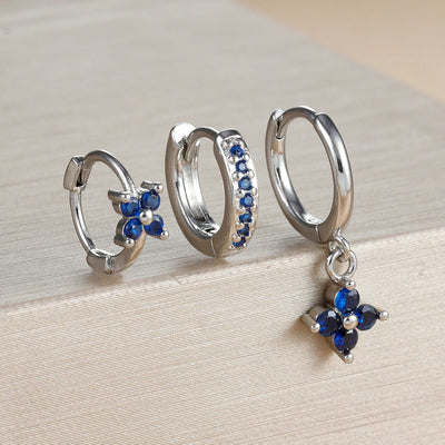 3PCS Luxury Stainless Steel Zircon Small Hoop Earrings Set