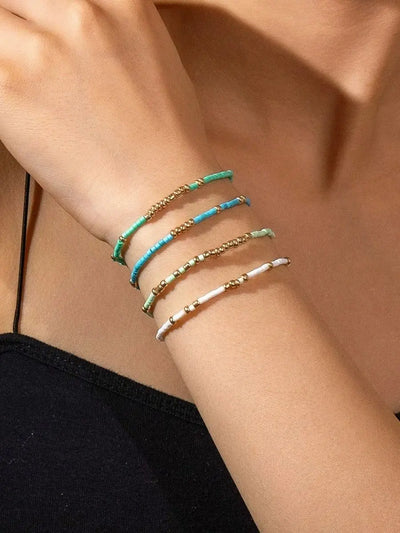4Pcs Bohemia Seedbeads Stretch Bracelet Set