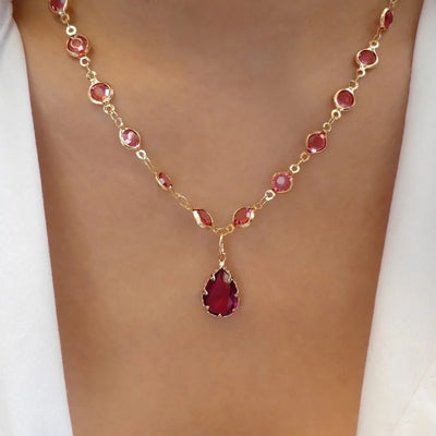 Rainbow Crystal Gemstone Retro Choker Colored Zircon Necklace