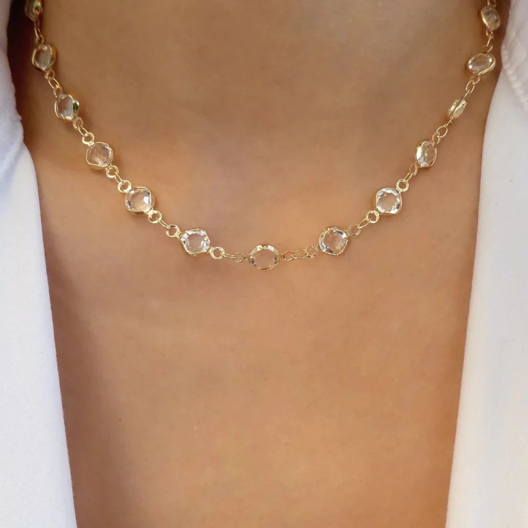 Rainbow Crystal Gemstone Retro Choker Colored Zircon Necklace