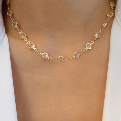 Rainbow Crystal Gemstone Retro Choker Colored Zircon Necklace