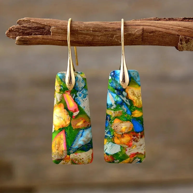 Bohemian Emperor Stone Geometric Pendant Earring
