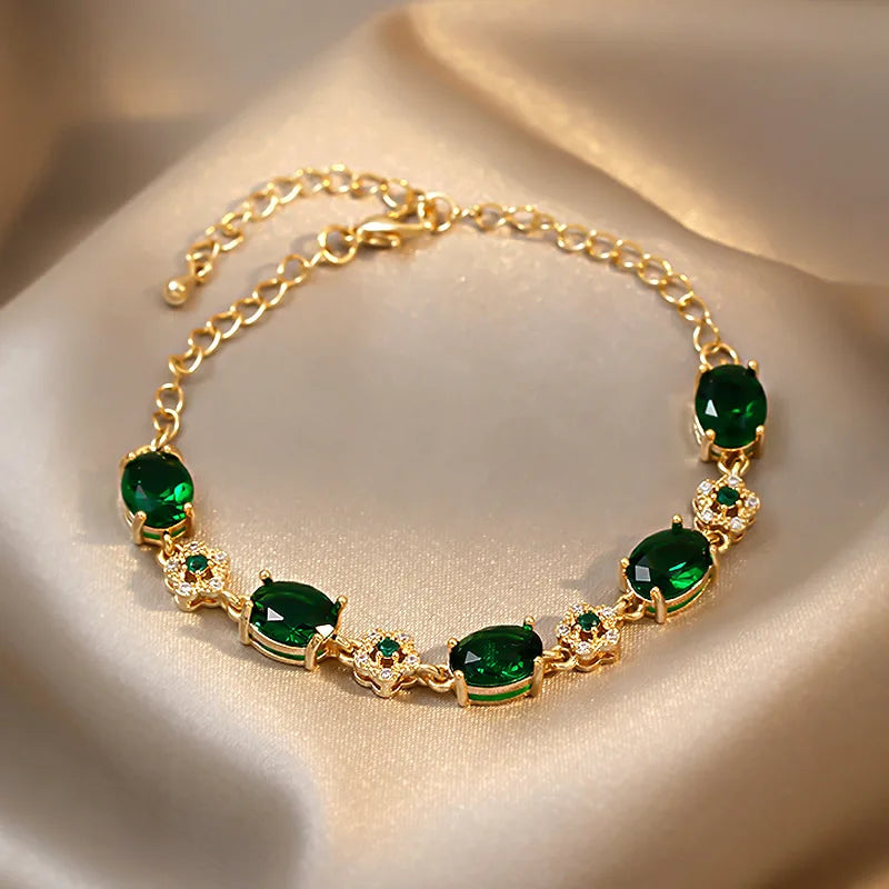 Luxury Green Rhinestone Crystal Bracelet