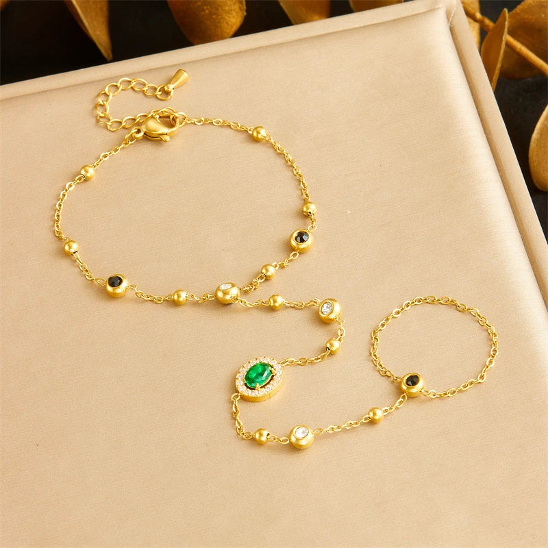 Emerald Love Rhinestone Bracelet