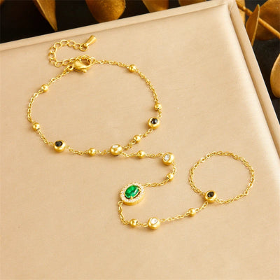 Emerald Love Rhinestone Bracelet