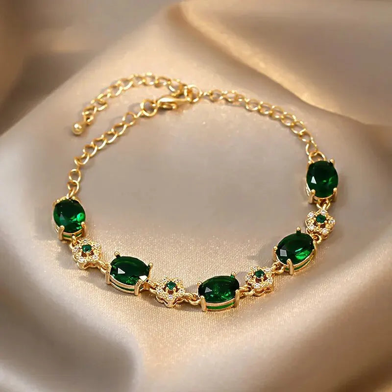 Luxury Green Rhinestone Crystal Bracelet