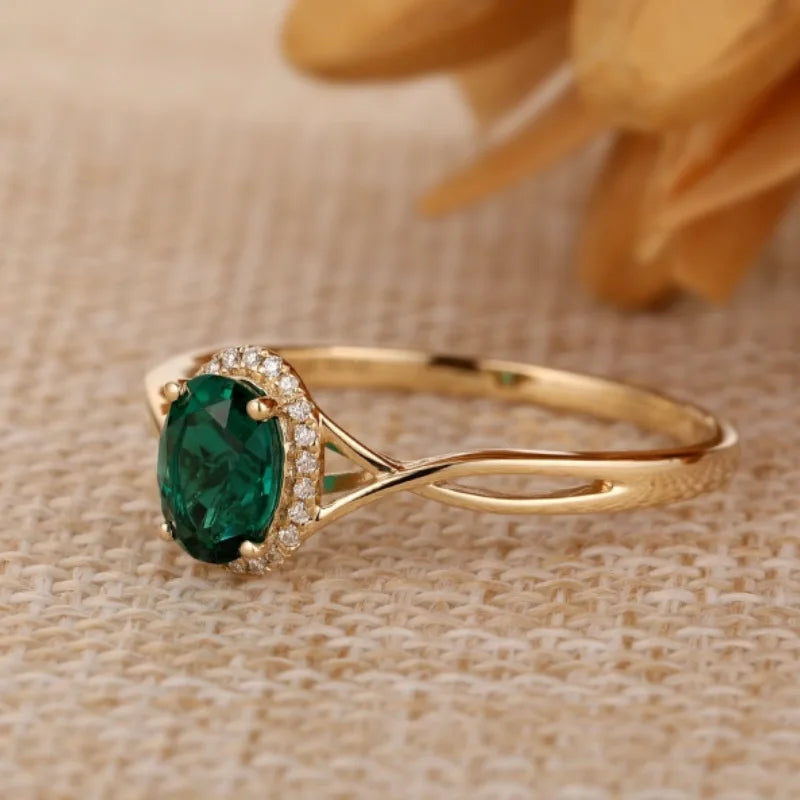 Oval Emerald Zircon Ring