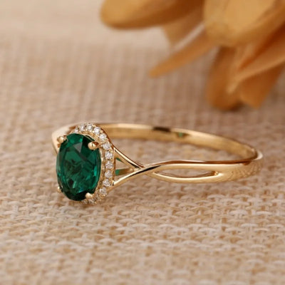 Oval Emerald Zircon Ring